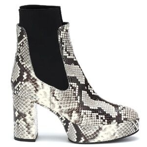 Acne Snakeskin Pattern Heeled Boots - Black and White